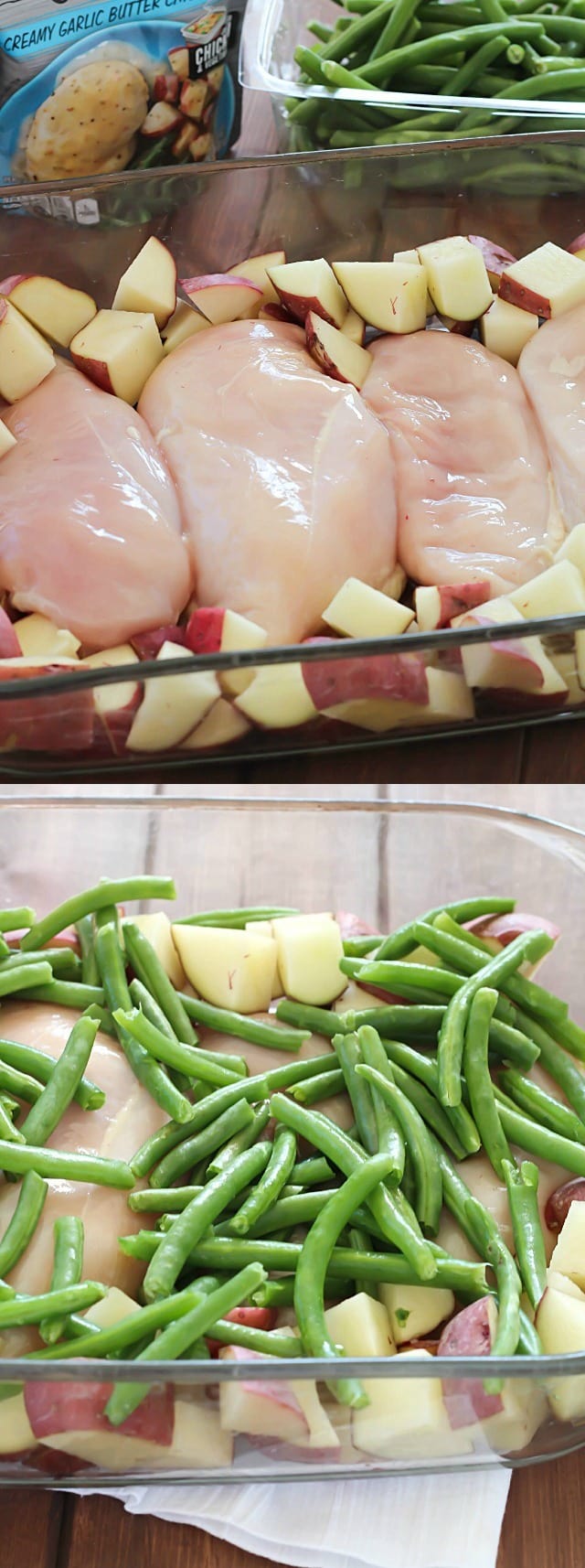One Pot Garlic Butter Chicken, Green Beans & Potatoes - Yummy Healthy Easy
