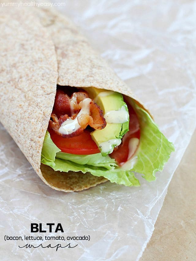 Sick of boring lunches? You NEED to throw an easy BLTA wrap in the lunchbox! What could be better than a bacon, lettuce, tomato & avocado wrap with a creamy dressing? Seriously the most amazing wrap ever. #Tessemaes #BacktoSchool #ad