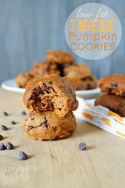 Low Fat 3-Ingredient Pumpkin Cookies by Yummy Healthy Easy