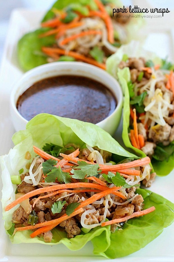 You will LOVE these amazing Pork Lettuce Wraps! Full of flavor, low on carbs and easy to make. Perfect for an appetizer for a group or as a dinner for your family!