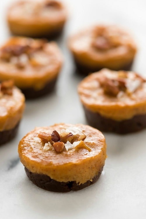 No Bake Pecan Pumpkin Pie Bites are the perfect fall and holiday dessert! They come together quickly, are refined sugar-free and gluten-free! Feel free to have that second piece!