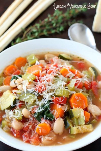 You won't believe the flavor in this easy-to-make Tuscan Vegetable Soup! Who knew healthy could taste so good?! This healthy soup is gluten-free, vegetarian, clean-eating and low carb. The best part? Is it SO GOOD!