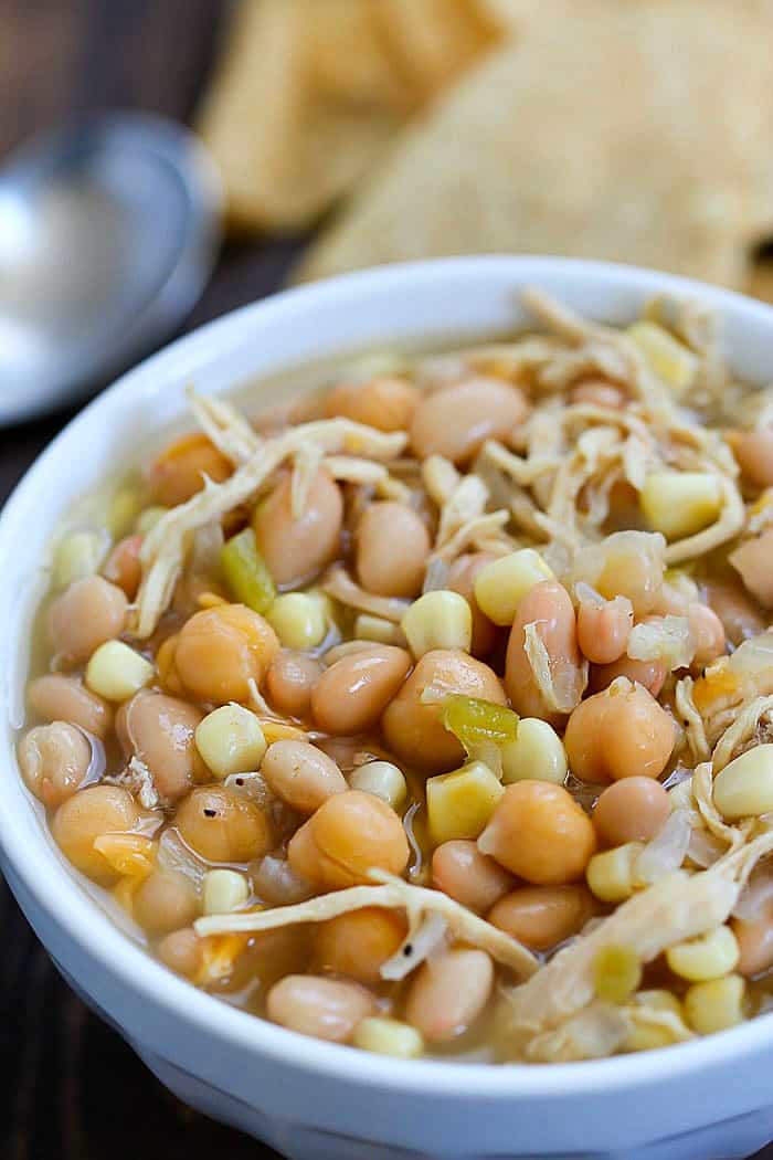 This is the BEST EVER White Chicken Chili recipe!! It's my very favorite white chicken chili recipe. It's super easy and everyone loves it! Simple, easy and delicious! Definitely a family pleasing dinner recipe!