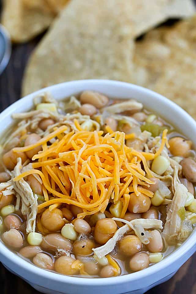 This is the BEST EVER White Chicken Chili recipe!! It's my very favorite white chicken chili recipe. It's super easy and everyone loves it! Simple, easy and delicious! Definitely a family pleasing dinner recipe!