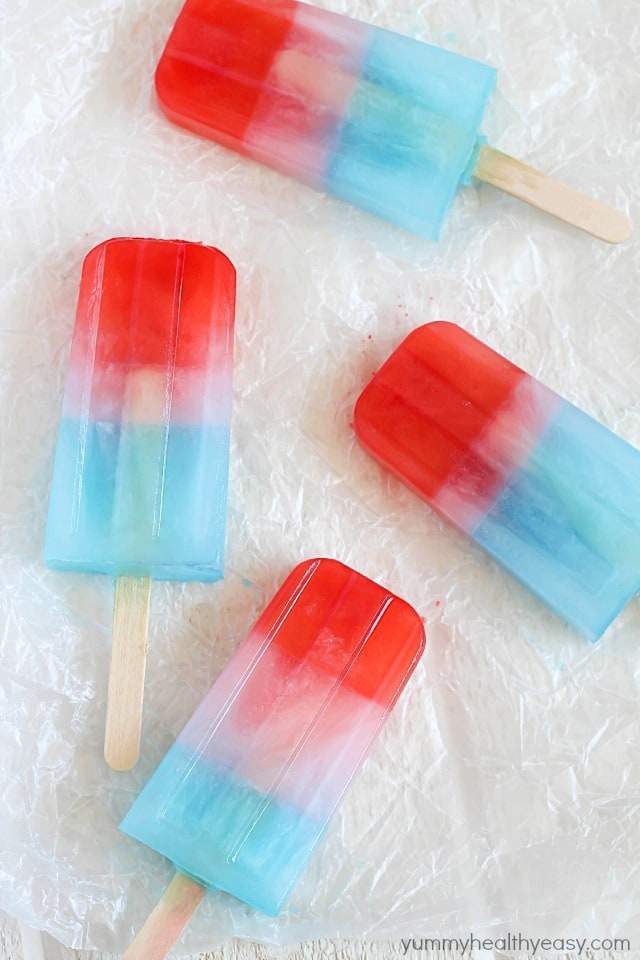 Fun and festive red, white & blue Patriotic Popsicles! Perfect for the 4th of July!