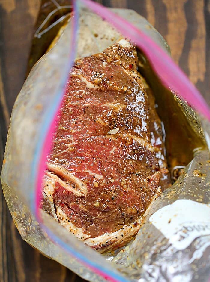 Put these easy ingredients into a resealable bag and marinate your steaks with this Best Steak Marinade! You won't regret it!