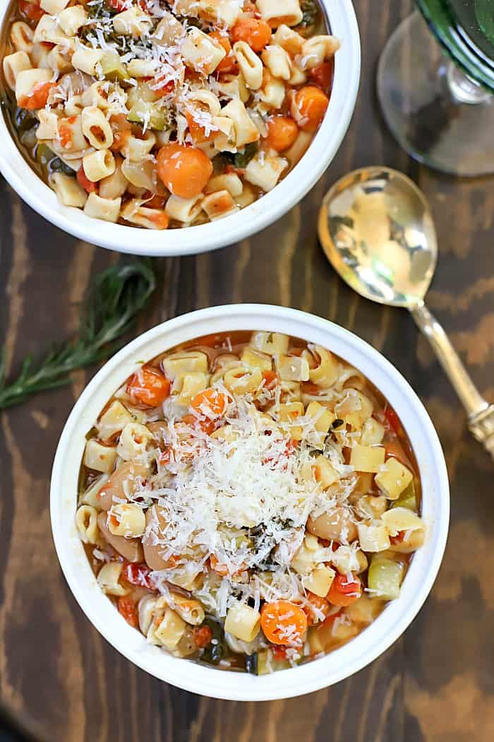 This recipe really is the Best Crock Pot Minestrone Soup recipe ever! It's so healthy and filling plus very versatile. You can switch up the veggies for ones you like and use any pasta you prefer. So easy and yummy!