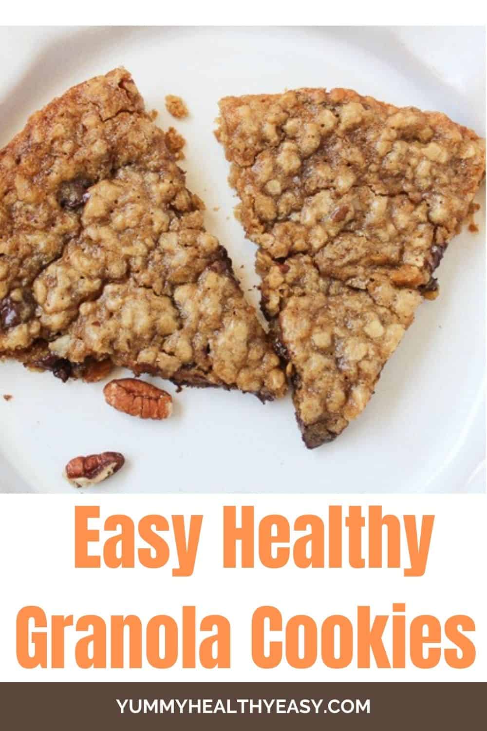 Skinny Granola Cookie Wedges taste like a chocolate chip cookie but is in the shape of a pie, but also tastes like granola AND is easy and low calorie all at the same time. #healthydessert #cookies #granola #chocolate #dessert #healthy #easydessert via @jennikolaus