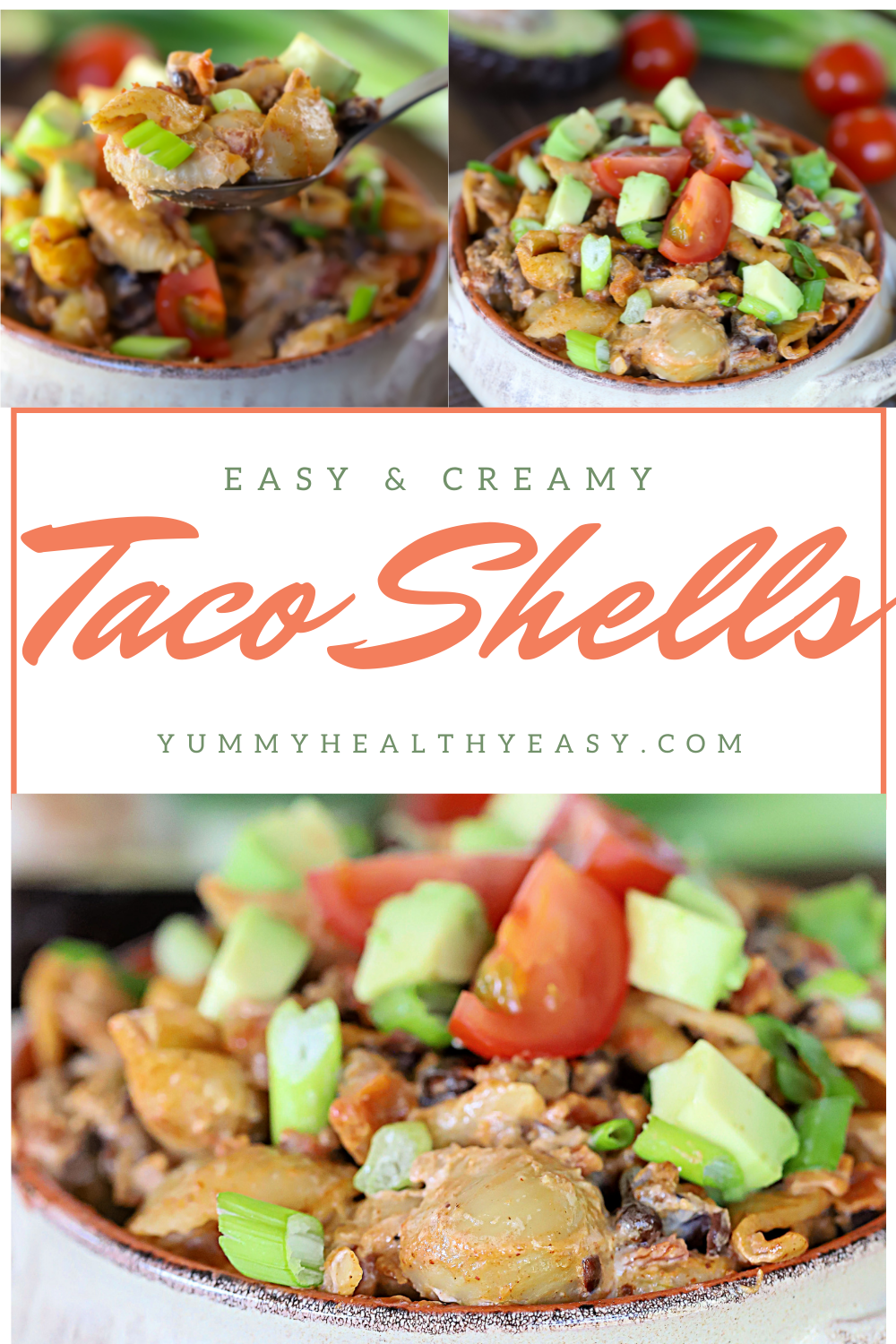 Looking for a change from your normal Taco Tuesday? Check out these Creamy Taco Shells! It's a quick 30-minute meal cooked all in one pan -ground turkey, black beans, taco seasoning and whole-wheat shells combined to make a hearty, healthy, delicious weeknight dinner! via @jennikolaus
