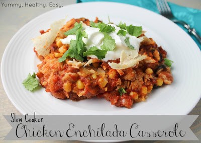 Easy and Delicious Crock Pot Chicken Enchilada Casserole (when you don't have time to make traditional enchiladas)