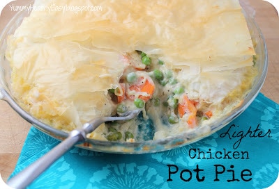 Lower Calorie Chicken Pot Pie (made with phyllo crust on top!)