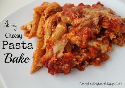Layered pasta, meat sauce and cheese and then baked