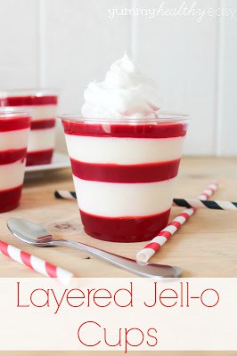 Fun Layered Jell-o Cups - can change the colors to make it work for holidays and occasions