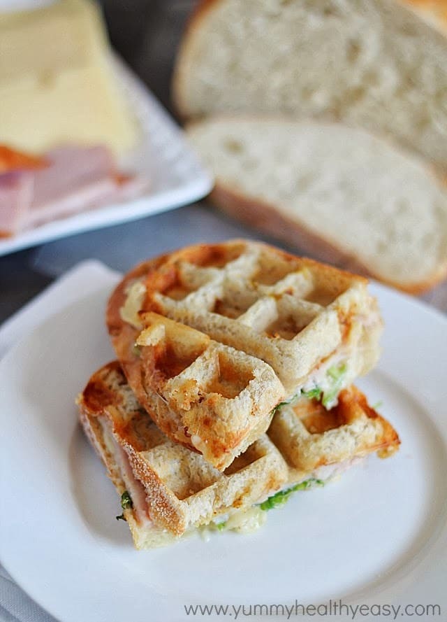 Turkey & Swiss Waffle Panini (use a waffle iron instead of a panini press- genius!)