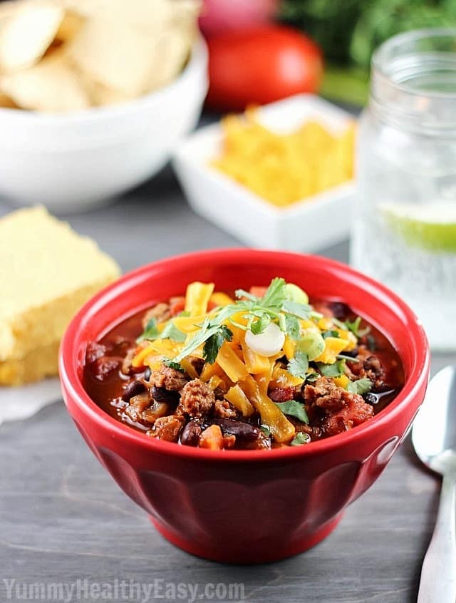 The Best Slow Cooker Turkey Chili - comforting and delicious dinner