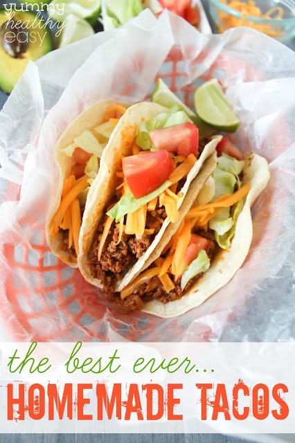 These homemade tacos are the best beef tacos EVER! They're super easy to throw together for a quick taco night dinner any night of the week! 