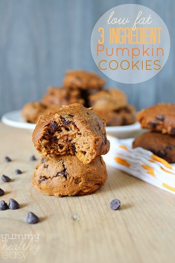 Easy Pumpkin Cookies with only three ingredients that are moist and low fat