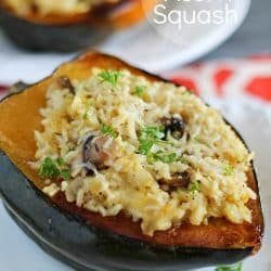 Stuffed Acorn Squash that's incredible and perfect for a holiday side dish - or just a regular side dish!