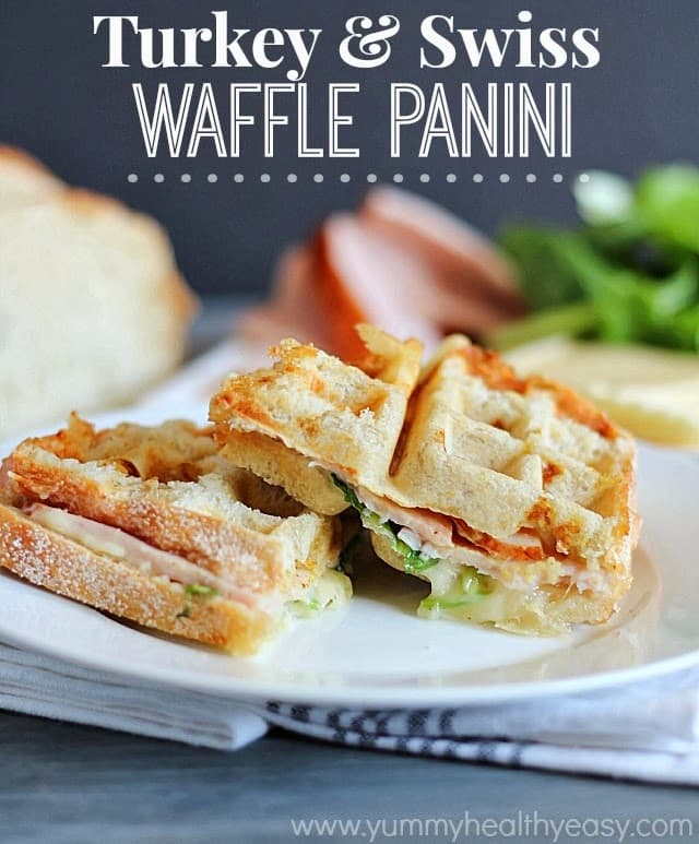 Turkey & Swiss Waffle Panini (use a waffle iron instead of a panini press- genius!)
