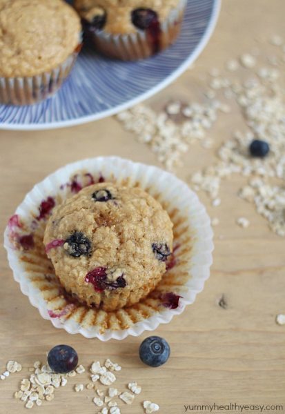 Blueberry Oatmeal Muffins - Yummy Healthy Easy
