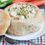 Chicken & Wild Rice Soup in Homemade Bread Bowls