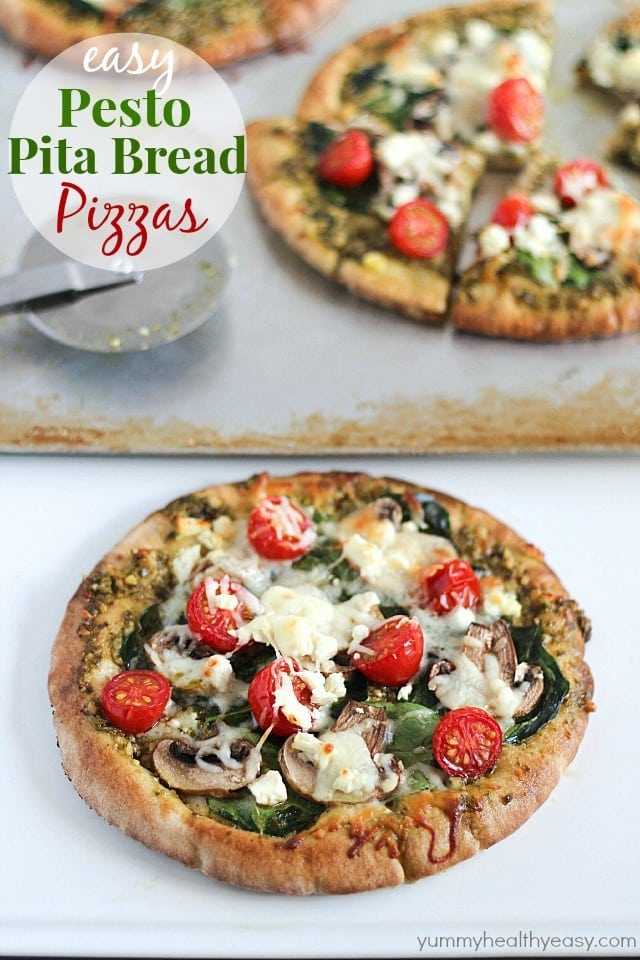 Easy Pesto Pita Bread Pizzas