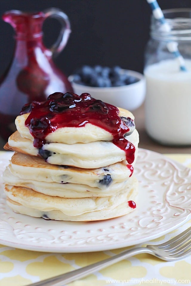 Blueberry Pancakes with Fresh Homemade (easy!) Syrup - say hello to your new favorite breakfast!