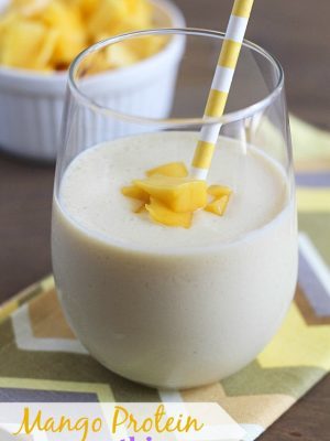 Fresh, easy and healthy mango smoothie with tofu as the protein!!