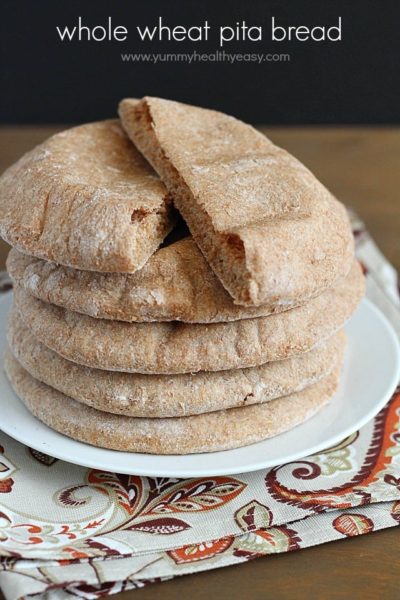 Homemade Whole Wheat Pita Bread | super easy, foolproof pita bread recipe that's healthy and tastes much better than store-bought!