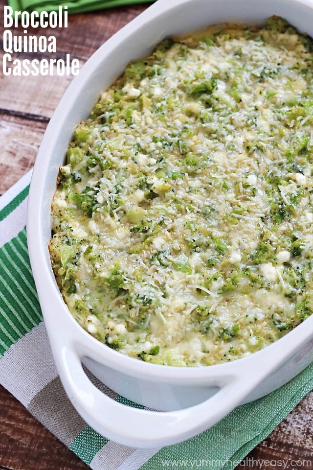 Broccoli Quinoa Casserole - easy and clean-eating creamy casserole loaded with healthy proteins and vegetables!