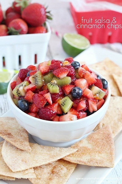 Fruit Salsa & Cinnamon Chips - contributor post by Yummy Healthy Easy for I Heart Nap Time