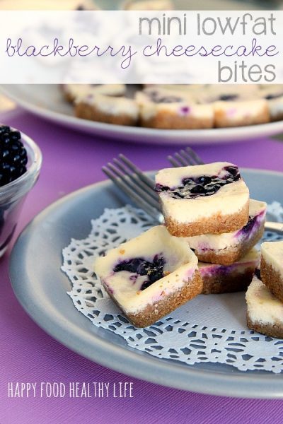 Mini Low-Fat Blackberry Cheesecake Bites by Happy Food Healthy Life