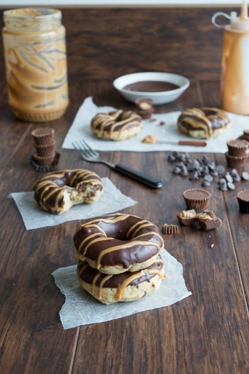 Stuffed Peanut Butter Cup Donuts by thefirstyearblog.com