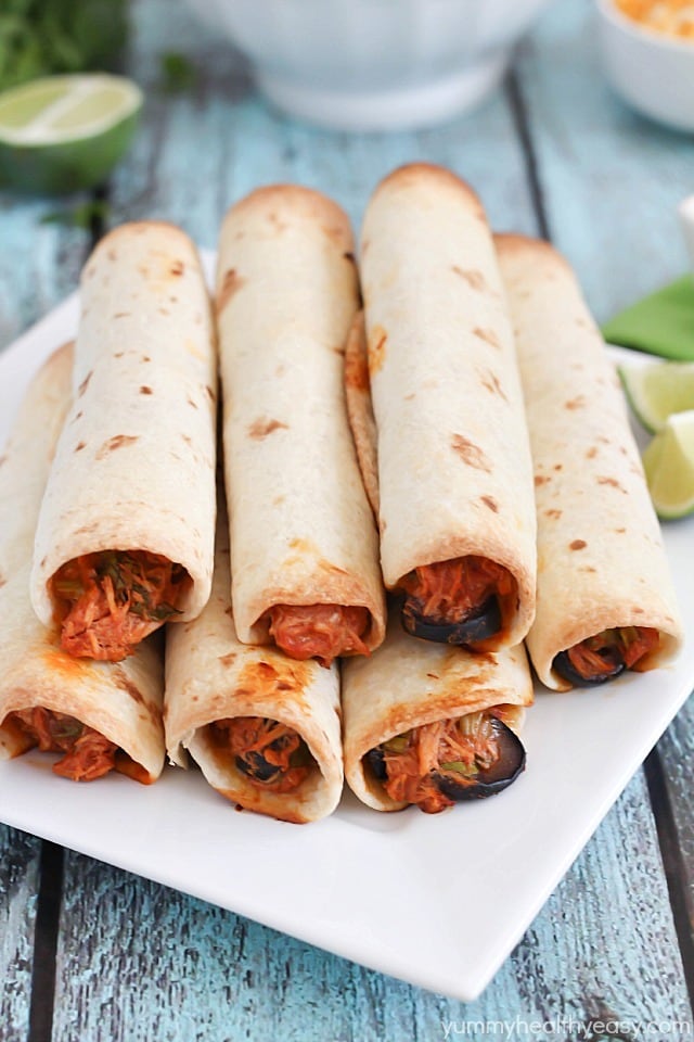 Baked Chicken Taquitos - yummy baked rolled tacos that are cooked in under 30 minutes!