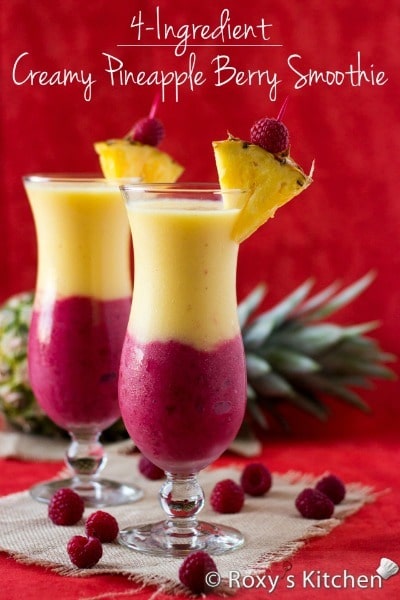 4-Ingredient Creamy Pineapple Berry Smoothie by Roxy's Kitchen