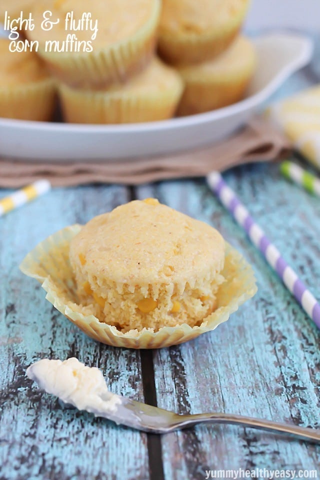 Light & Fluffy Corn Muffins - the perfect salty and sweet combo muffins that are fluffy and delicious!