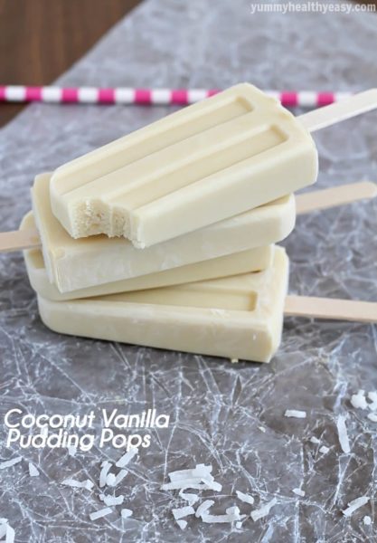 Coconut Vanilla Pudding Pops - easy and delicious homemade pudding pops made using coconut milk. Perfect summertime dessert! #ad