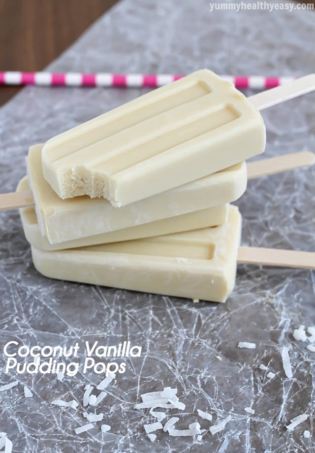 Coconut Vanilla Pudding Pops - easy and delicious homemade pudding pops made using coconut milk. Perfect summertime dessert! #silkcoconut #ad