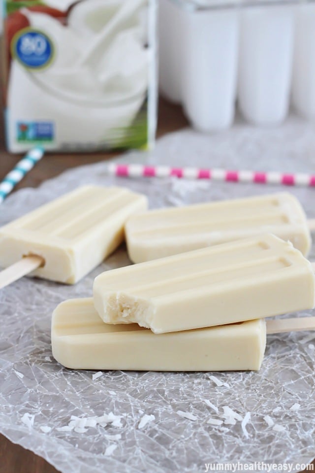 Coconut Vanilla Pudding Pops - easy and delicious homemade pudding pops made using coconut milk. Perfect summertime dessert! #silkcoconut #ad