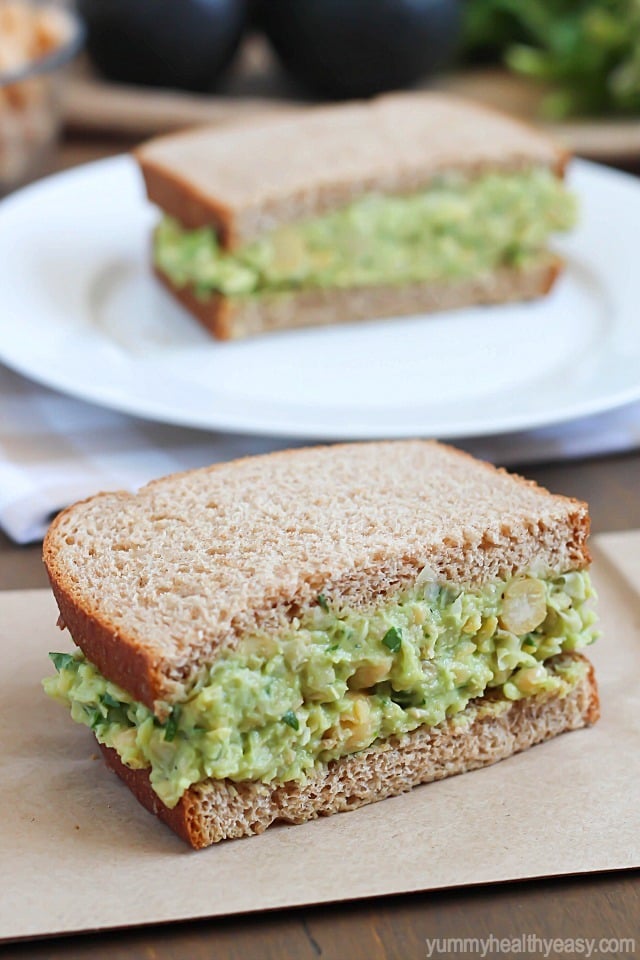 A light and healthy sandwich made with smashed chickpeas, avocados and herbs. Yum!