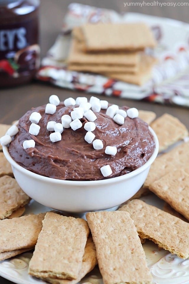 Yummy S'mores Dessert Dip using only 3 simple ingredients! Perfect for dunking graham crackers in.