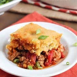 Tamale Pie - flavorful turkey and spices topped with a layer of cornbread. Absolutely delicious!