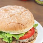 Flavorful Turkey Pesto Burger made with ground turkey, pesto, cilantro and green onions then topped with mozzarella and tomatoes - moist and delicious!
