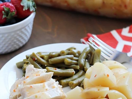Baked Italian Chicken, Potatoes & Green Beans