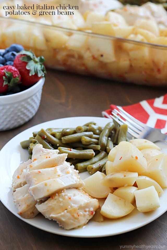 Easy Baked Italian Chicken, Potatoes & Green Beans - dinner the whole family will love!