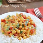 Coconut Chickpea Curry - chickpeas in a creamy curry sauce and served over rice. Quick, easy and absolutely delicious!