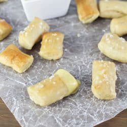 Pretzel Bites dunked in an EASY honey mustard dipping sauce...perfect for noshing after school or while watching a football game!