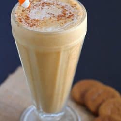 Creamy, smooth pumpkin milkshake made without ice cream! Once you try this method, you'll never make a milkshake with ice cream again!