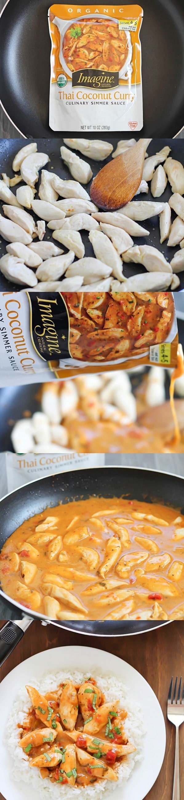 Rapid & Easy Thai Coconut Chicken Curry - made in 10 minutes and all in one pan. Would no longer get worthy more straightforward than that! #panwithaplan #imaginenation  Rapid &#038; Easy Thai Coconut Chicken Curr thai coconut chicken curry steps