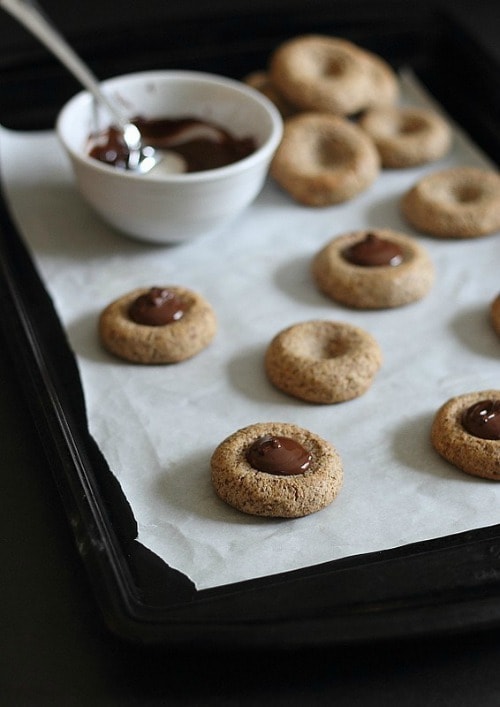Almond Chocolate Thumbprint Cookies from Running to the Kitchen